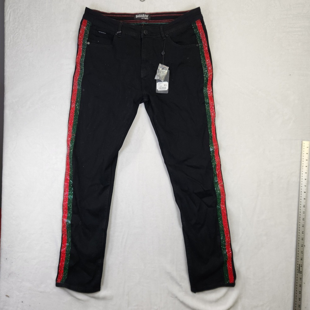 Barabas Los Angeles Mens Black Rhinestone Side Stripe Slim Fit Pants SN8857‎ 38